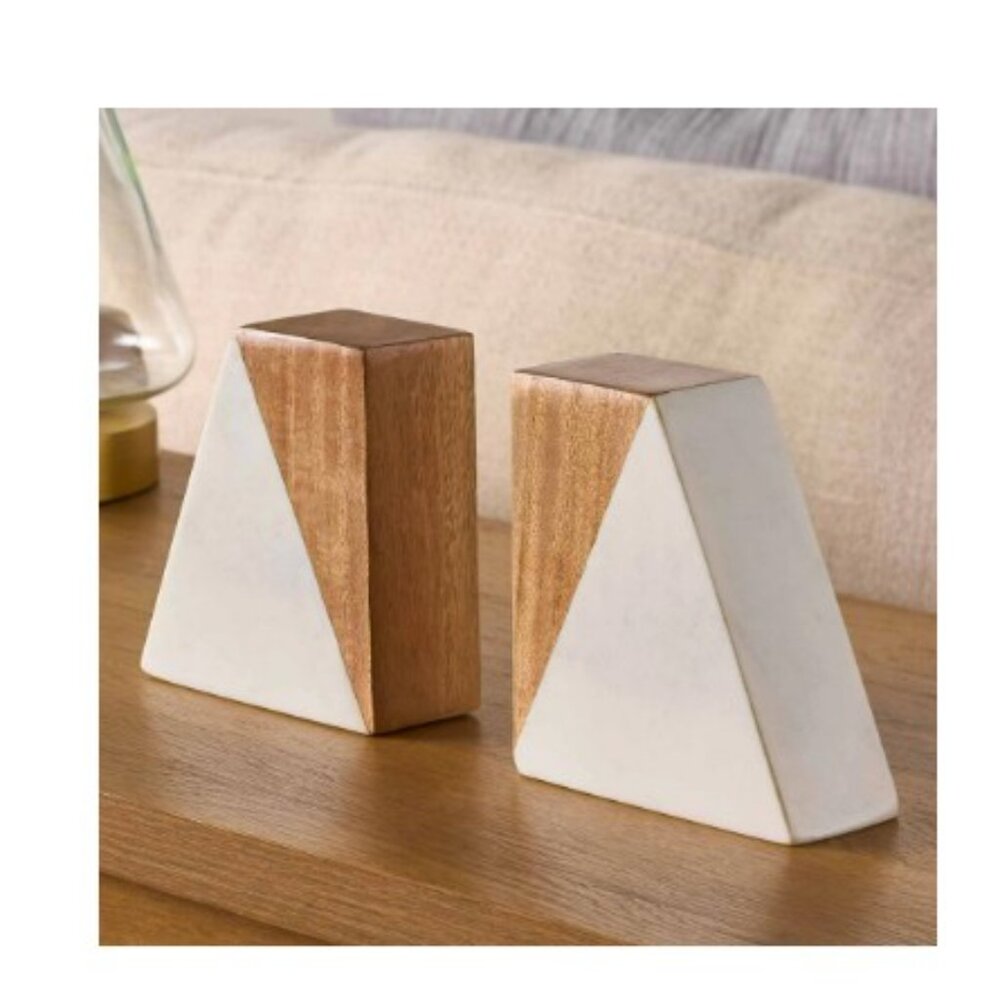 Wood and Marble Bookends, 1.77" x 4.56" - Picture 3 of 5